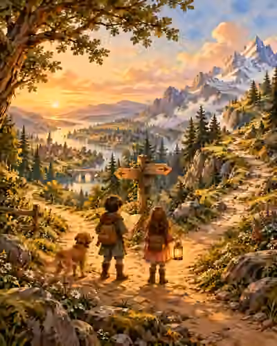 Young adventurers choosing between branching paths